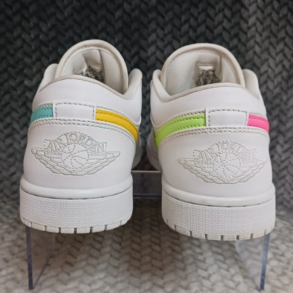 Air Jordan 1 Low White Multi Color Swoosh Men's Sneakers Shoes Size 8
